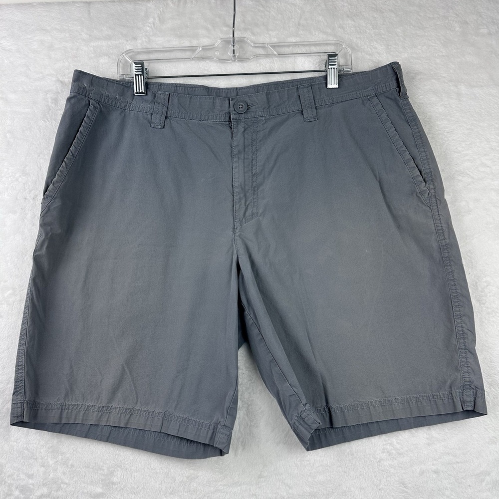 Columbia Mens Flat Front Shorts Cotton Gray Size 38" Inseam 10"
